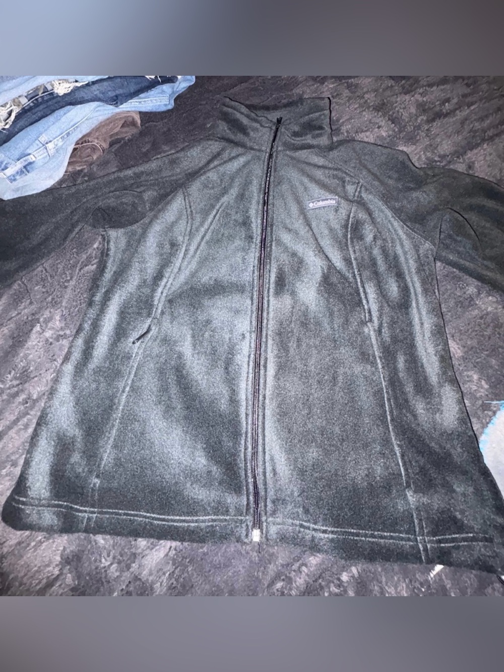 Columbia Black Full-Zip Fleece Jacket with Stand Collar